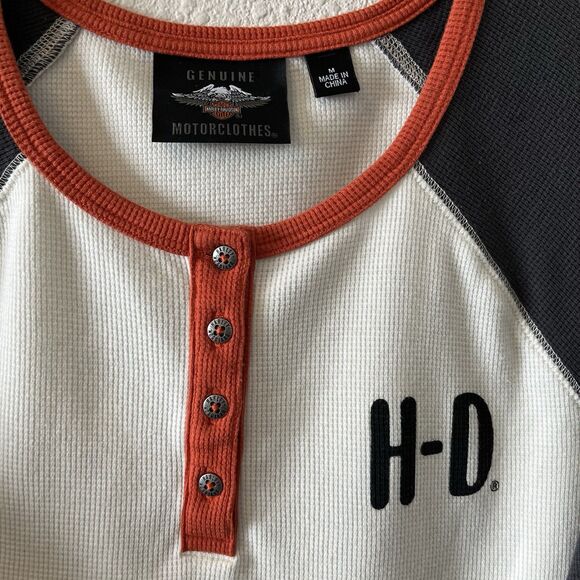 Harley-Davidson Womens Henley Shirt Size Medium Long Sleeve Motorcycle Classic - Picture 3 of 15